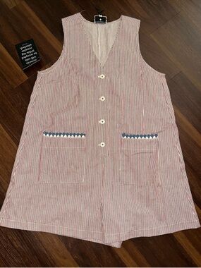 Tuckernuck red blue white striped myla romper. New!  Medium